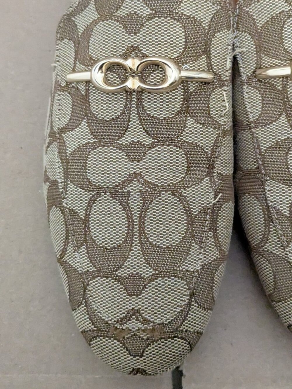 Coach Sienna Beige Canvas Signature Horsebit Backless Mules 8B Brown - Picture 4 of 16